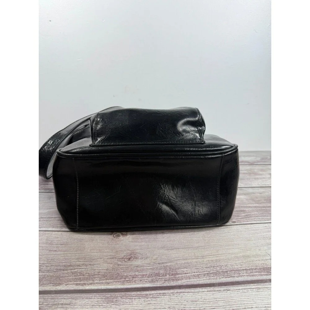 Vintage Black Leather Franchi‎ Handbag Shoulder bag